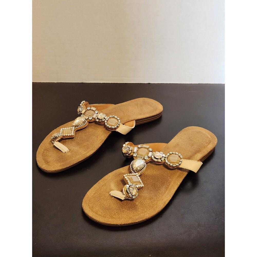 Dune Louise - EcruJewel-Toe-Post Flat Sandals EU39 Sz8.5